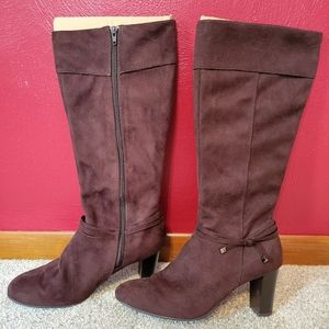 Brown suede boots